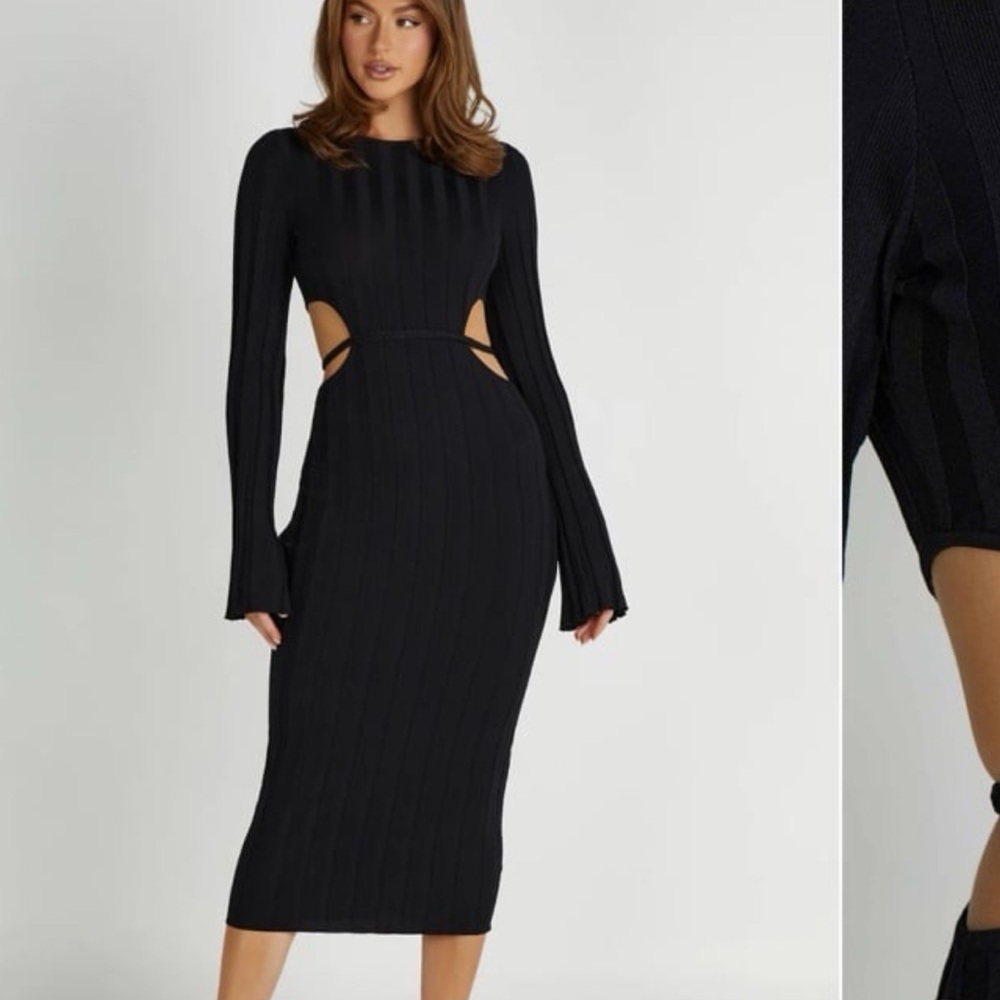 MESHKI Elodie Knit Midi Dress - Black
